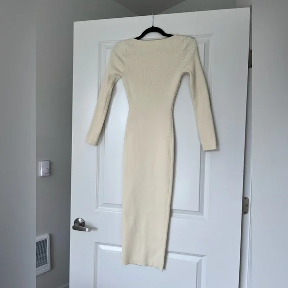 Meshki Cream Long Sleeve Knit Dress - Picture 2 of 4